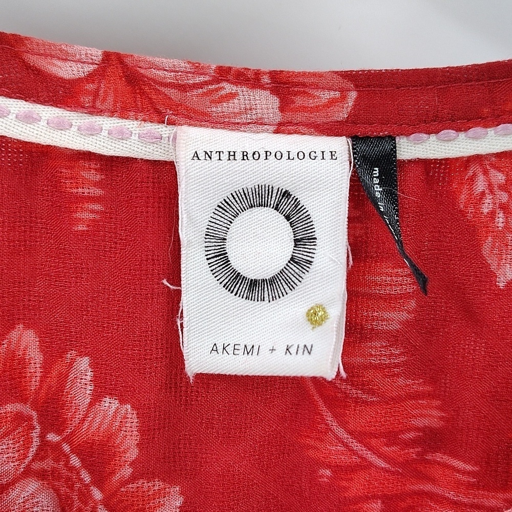 Anthropologie Akemi + Kin Romantic Boho Feminine  Red Cotton XS - Picture 5 of 7